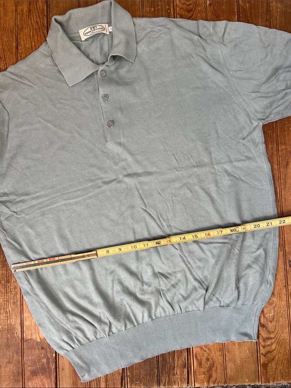 Pronto Uomo Men's Polo Knit Shirt in Light green-Grey size large - Picture 5 of 7